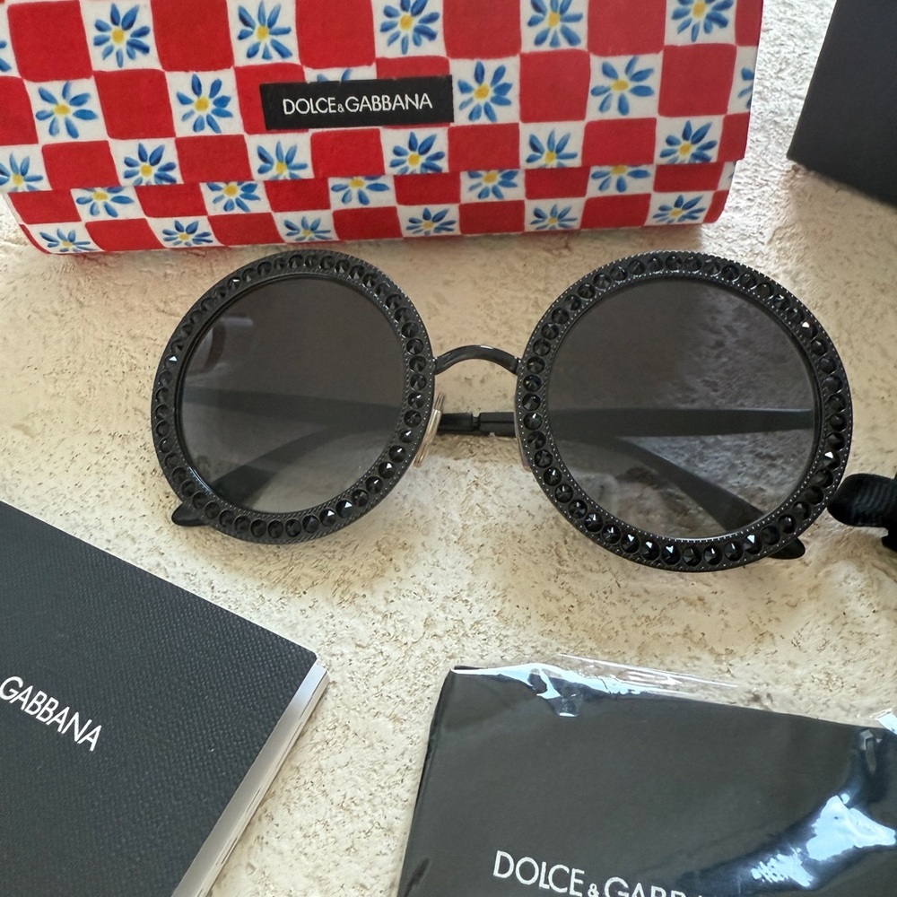 Dolce & Gabbana Embellished Black Sunglasses DG2170 B 01/8G black